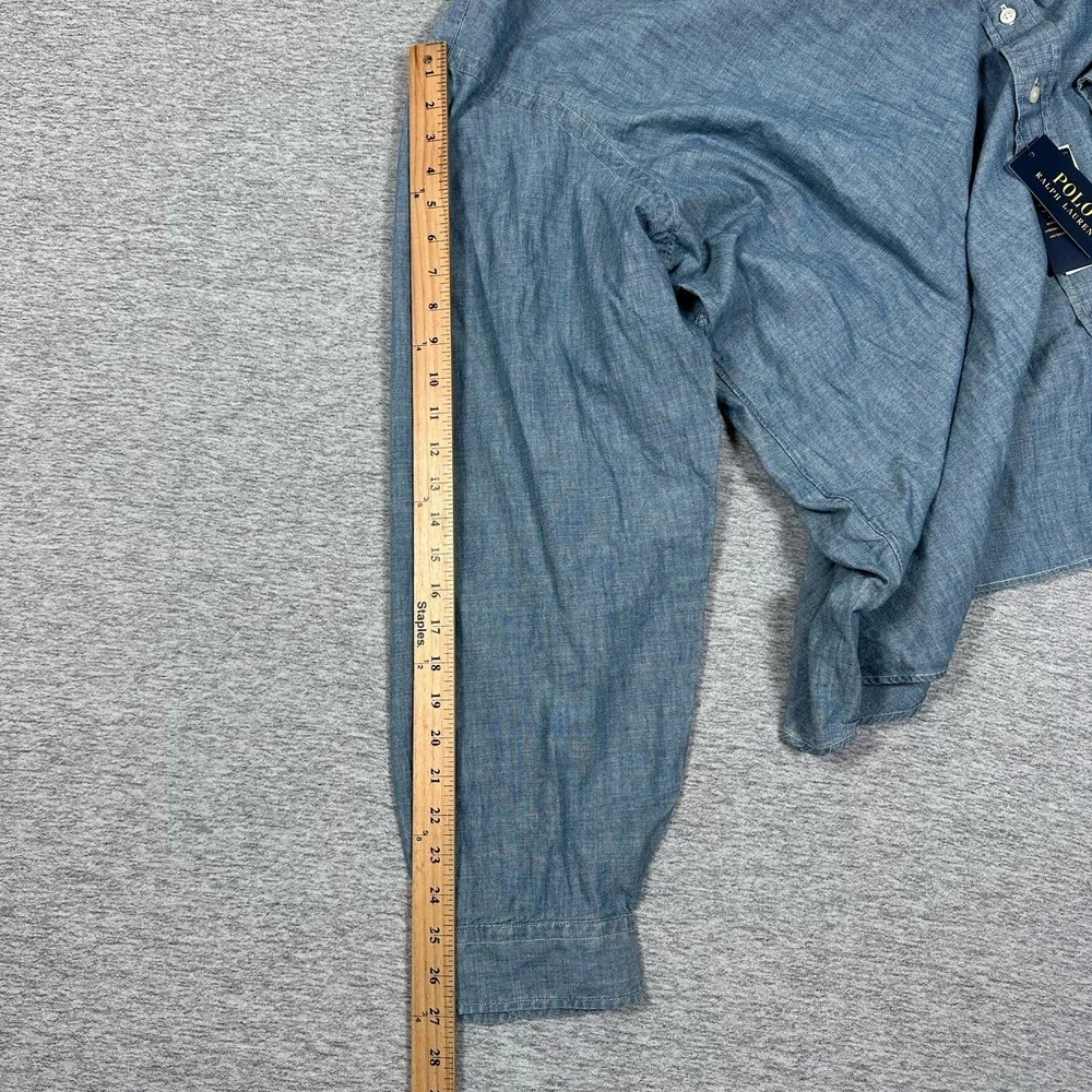 Polo Ralph Lauren Shirt Mens 4XB Blue Chambray Long Sleeve Button Down NEW